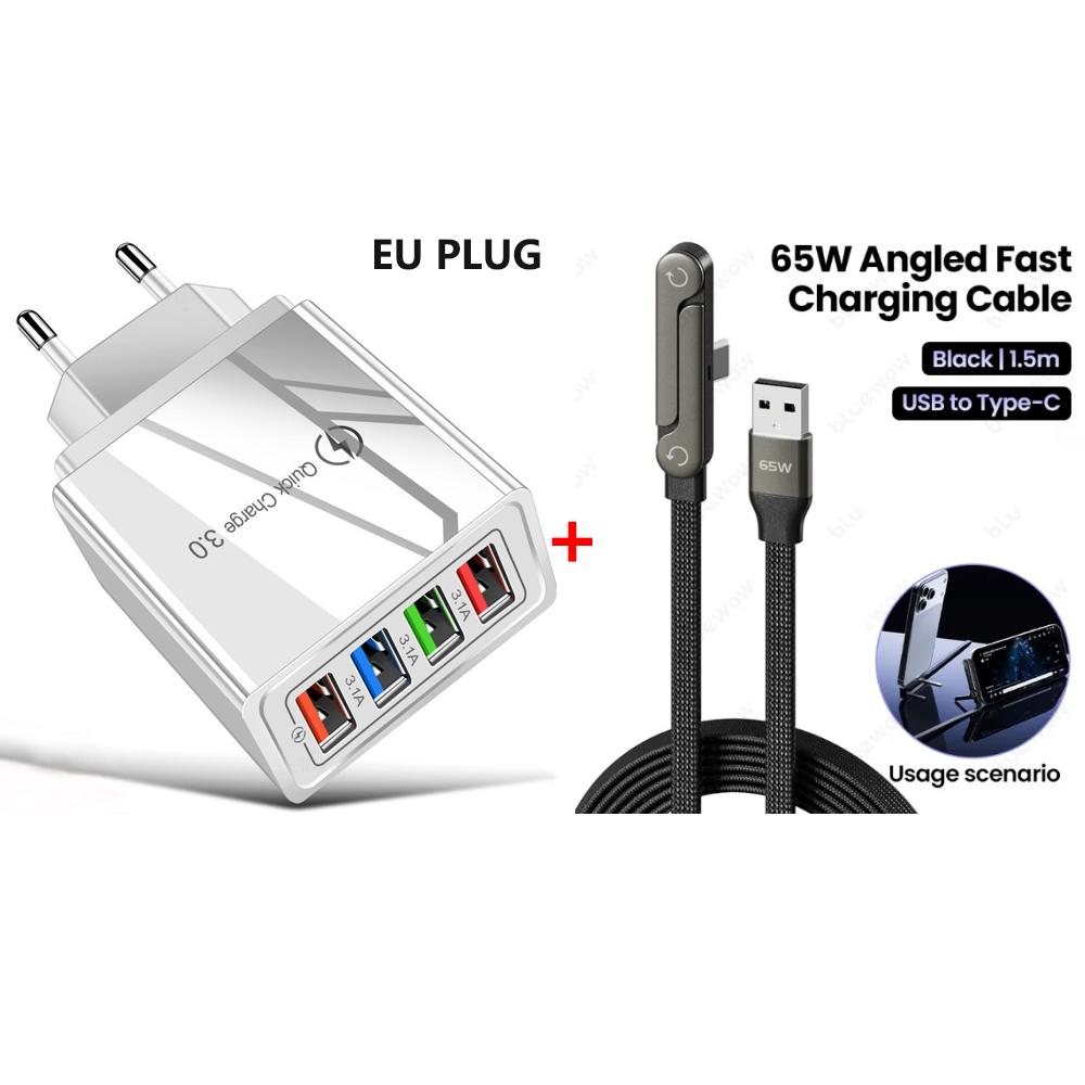 

3.1A 4 порти EU/US Plug USB Зарядний пристрій Швидка зарядка QC 3.0 Зарядний пристрій телефону для iPhone Samsung Адаптер зарядки Xiaomi