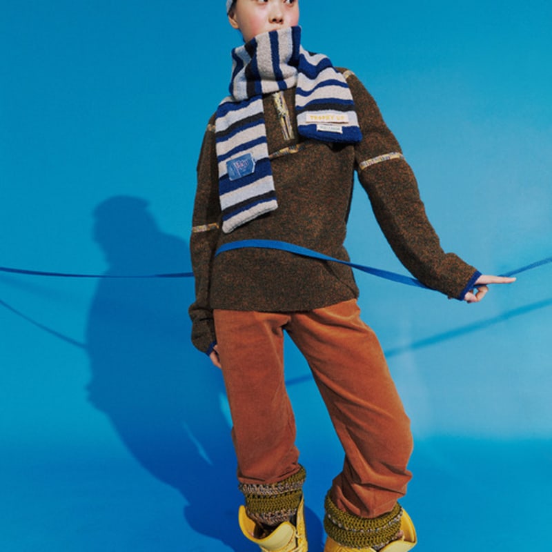 MISU AND BARBE STRIPY BEANIE NAVY