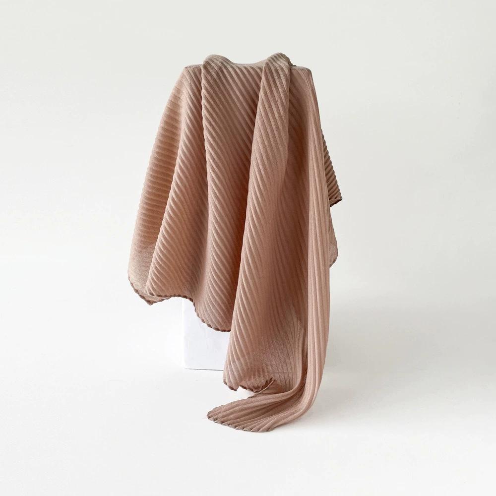 90*90cm Pleated Cotton Linen Square Scarf For Women Muslim Hijab Scarves Shawls Solid Headscarf Wraps Islamic Turban Headband