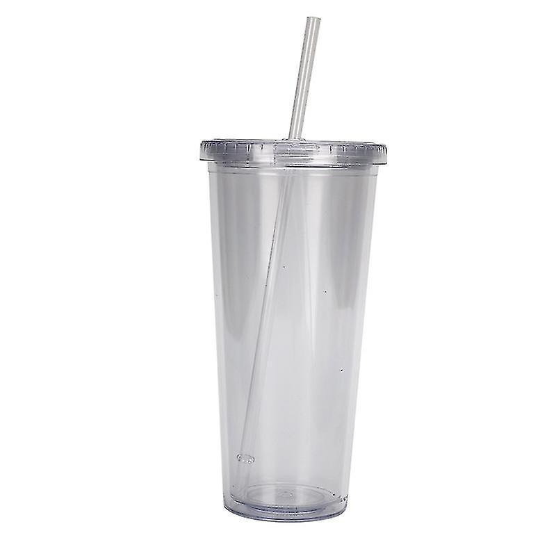 24oz Classic Wall Tumbler Cup With Lid, Reusable Straw
