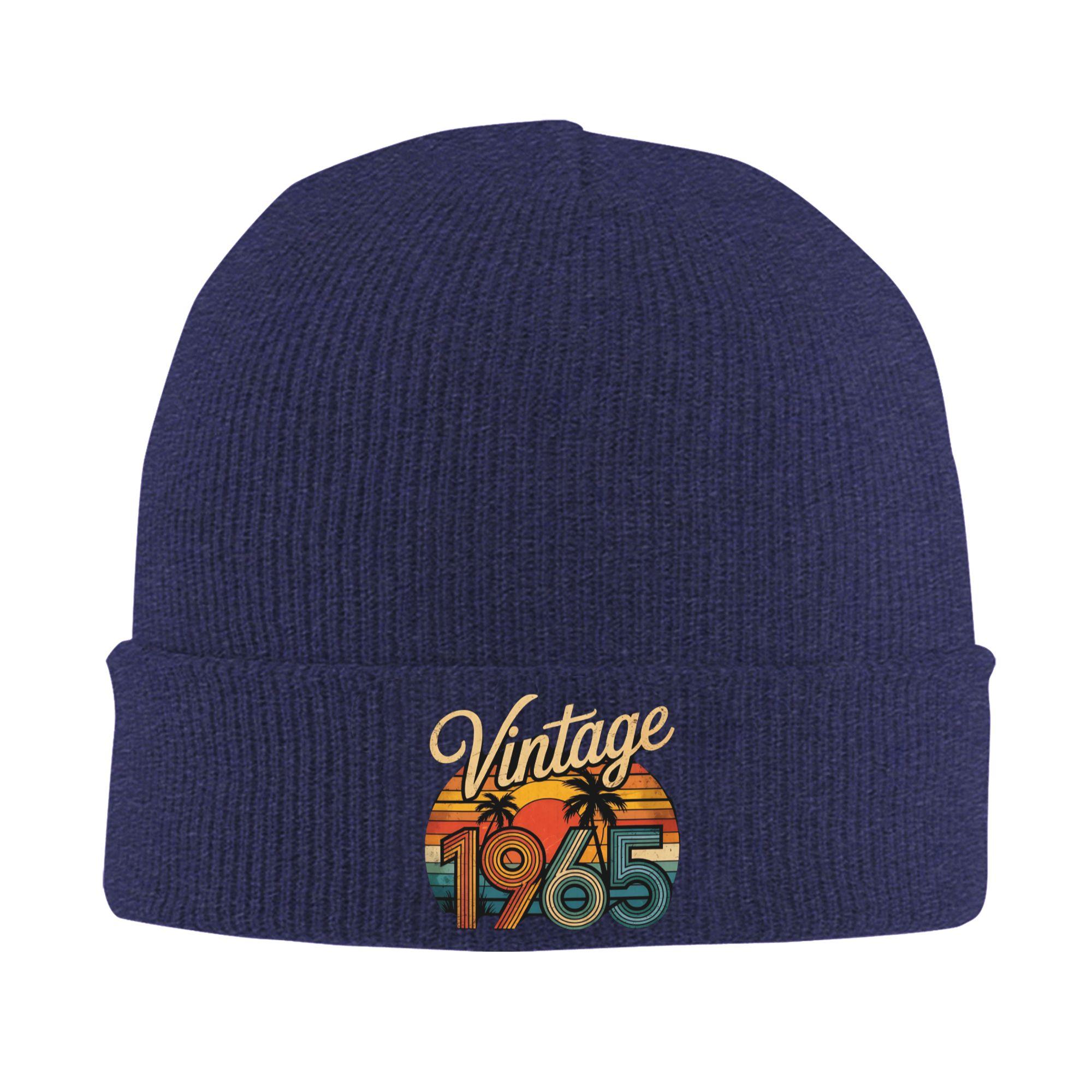 

1965 60th Birthday 60 Years Old Beanie Hats Bonnet Hats Men Women Casual Gym Knitting Hat Winter Graphic Head Wrap Caps One Size