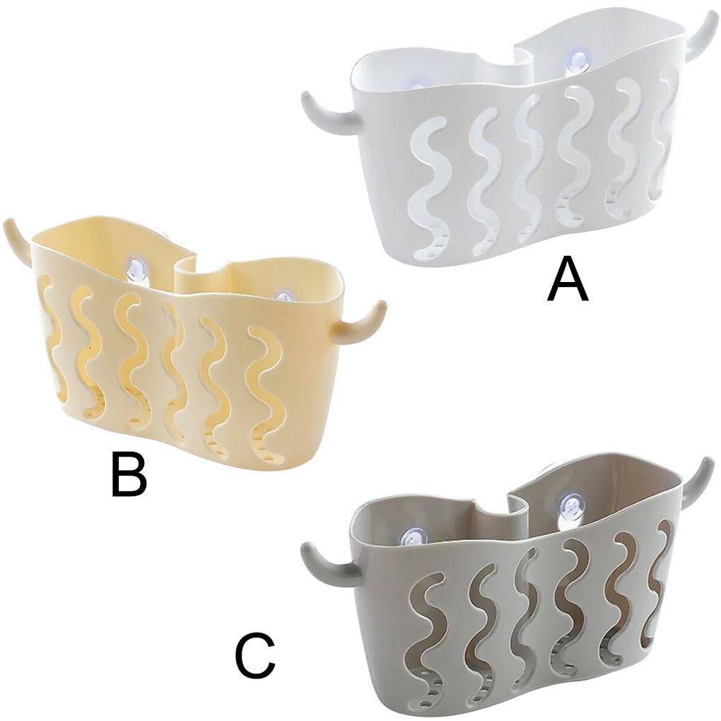 2295 Cesta de armazenamento com ventosa perfurada Cesta de drenagem de esponja de torneira