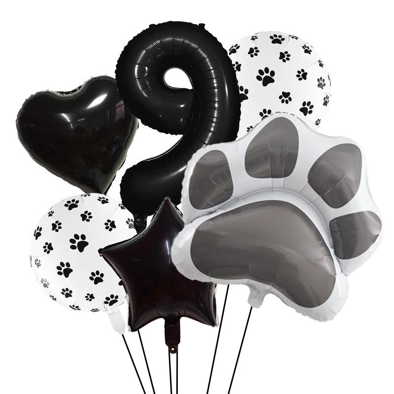 

Black Dog Paw Party Balloon Set Aluminum Film Digital Animal Birthday Party Decoration Pet Aluminum Film Balloon Pet black dog paw set 9