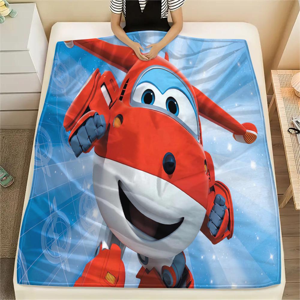 1 ks Flísová deka s potiskem Super Wings, Vysoce kvalitní, Pohodlná pro všechna roční období, Domácí dekorace, Teplo a pohodlí, Perfektní jako vánoční dárky