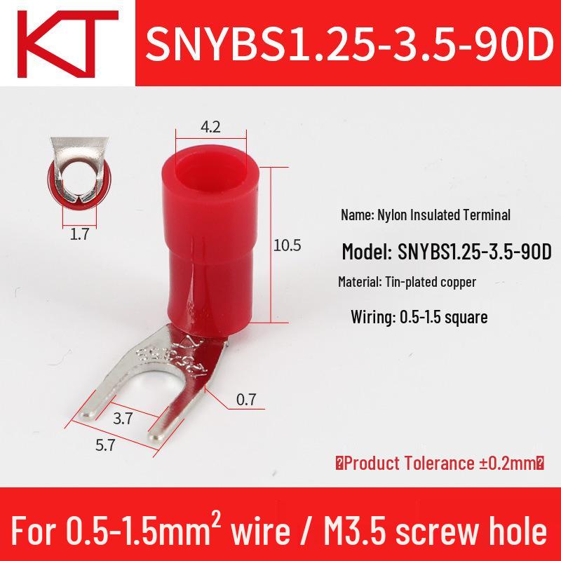 Kaishtong 90° U/Y-Shaped Nylon Pre-Insulated Terminal, SNYBS1.25-6-8