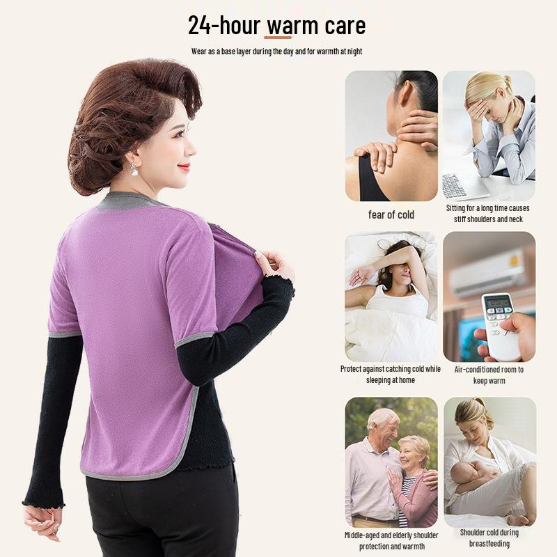 Fleece Shoulder, Neck, and Waist Support Shawl for Sleep - Warm, Cold-Proof for Middle-Aged & Elderly Women, Postpartum Wear, All Seasons.