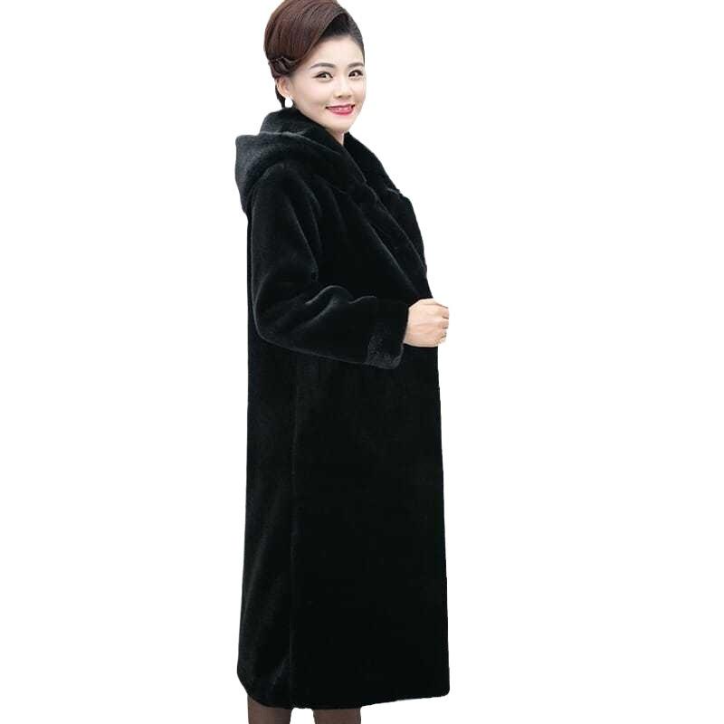 Large size imitation mink coat for women's medium and long loose mother outfit imitation mink fur coat for women