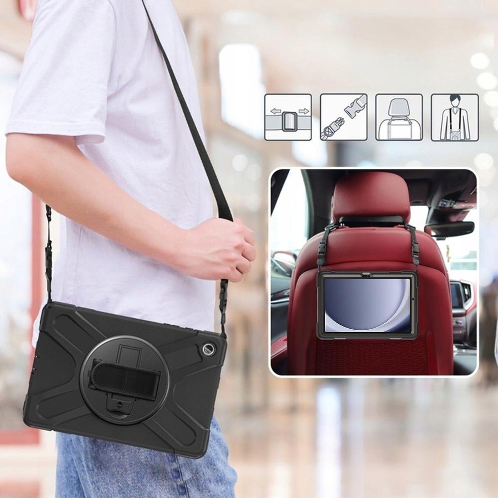 Armor Case with Handle and Strap for Samsung Galaxy Tab A9 Plus 11 (Black)