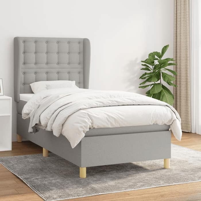 VidaXL Lit à sommier tapissier avec matelas Gris clair 80x200 cm Tissu - Modèle 3128797