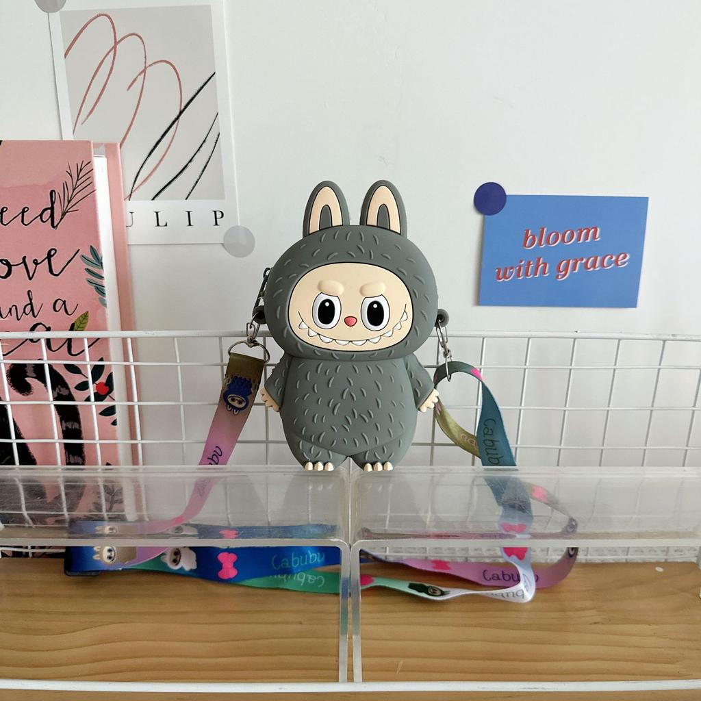 New Cute Children's Silicone Messenger Bag Cartoon Color Doll Boys and Girls Change Storage Bag Mini Earphone Bag