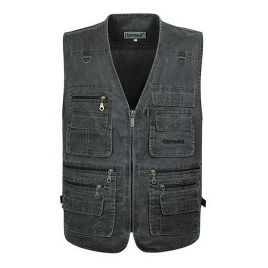 

Plus Size Outdoor Multi-Pocket Vest for Spring and Autumn - Ideal for Photographers and Fishing 5XL [190-220] jin
