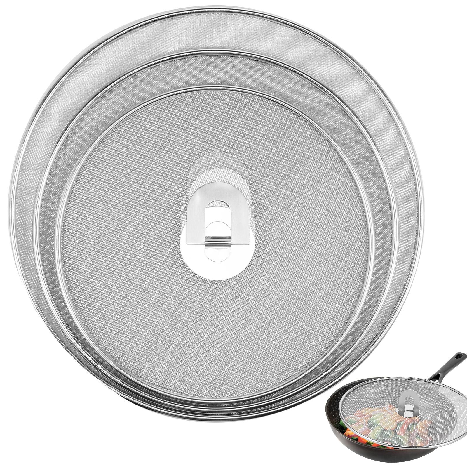 

3 шт. Брызговик из нержавеющей стали для сковороды, сетчатая крышка для защиты от масла со складной ручкой, для кухни