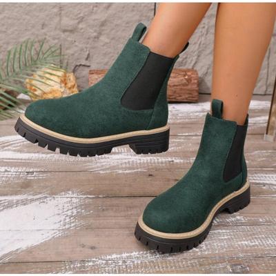 Stivaletti Corti da Donna in Pelle Scamosciata con Rialzo Interno, Stivaletti Chelsea con Plateau, Caldi in Pile alla Caviglia, Botas De Mujer