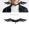 HX6F Fashion Angel Wing Design Necklace Lightweight Sturdy PU Leather Accessory