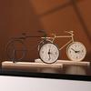Bicycle Table Clock Mini Bike Model Alarm Clock Battery Powered Decorative Metal Tabletop Clock for Living Room Kitchen Bathroom Office Desk Shelf