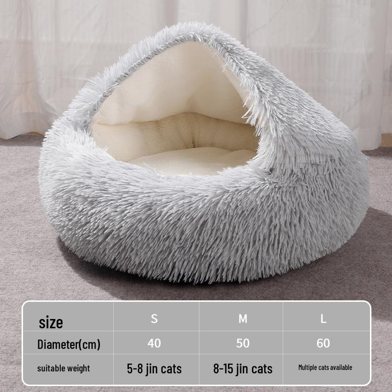 Universal Cat House & Bed: All-Season Enclosed Pet Bed for Cats & Dogs, Cozy Winter Warmth