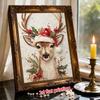 Frameless Pearl Painting Kit Festive Deer Christmas Aesthetic Wall Art DIY Sparkling Bead Canvas Room Decor Creative Craft