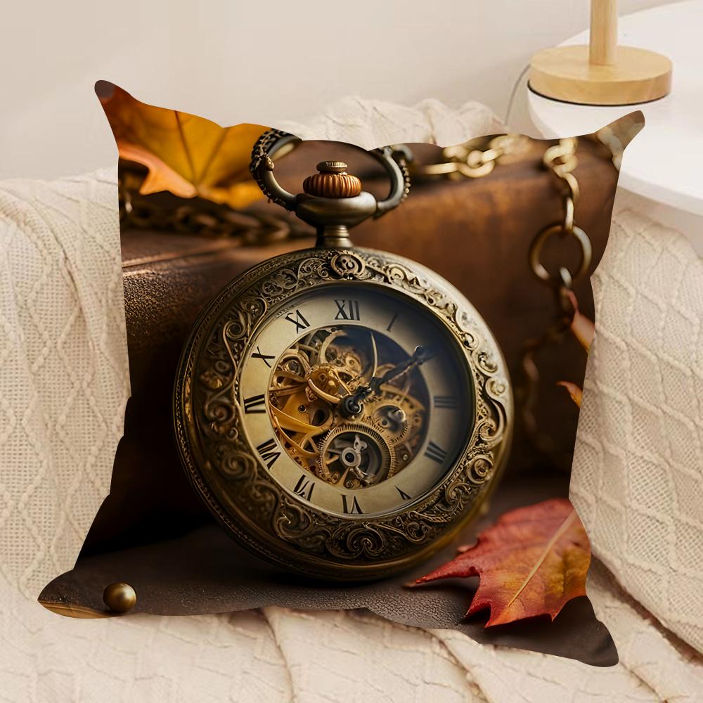Brown Retro Autumn Time Cushion Cover Silky Short Plush Invisible Zipper Dustproof Sofa Pillow Case For Home Decor