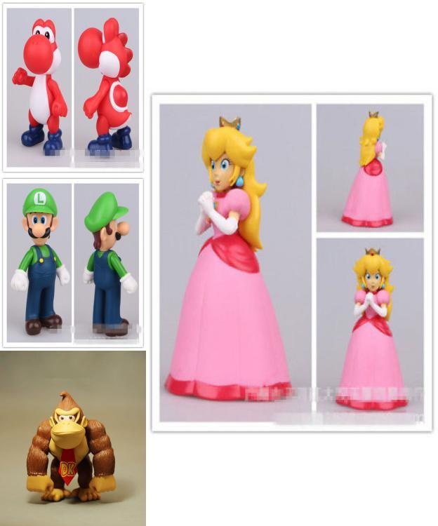 Super Bros Mario Luigi Bowser Princess Peach Pvc Action Figures Kids Toy