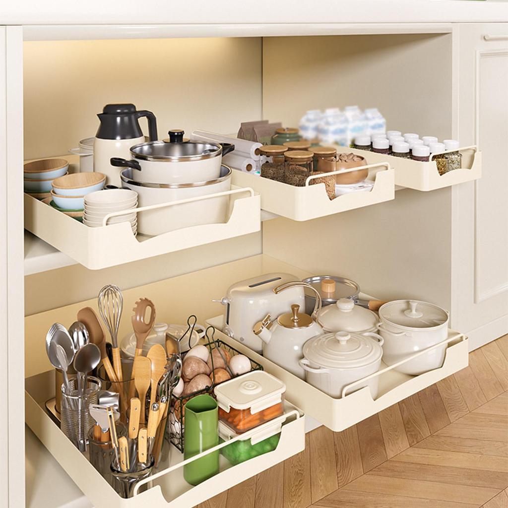 Cabinet Organizer Extendable Shelf Sliding Drawer Carbon Steel Multifunctional for Room Bedroom