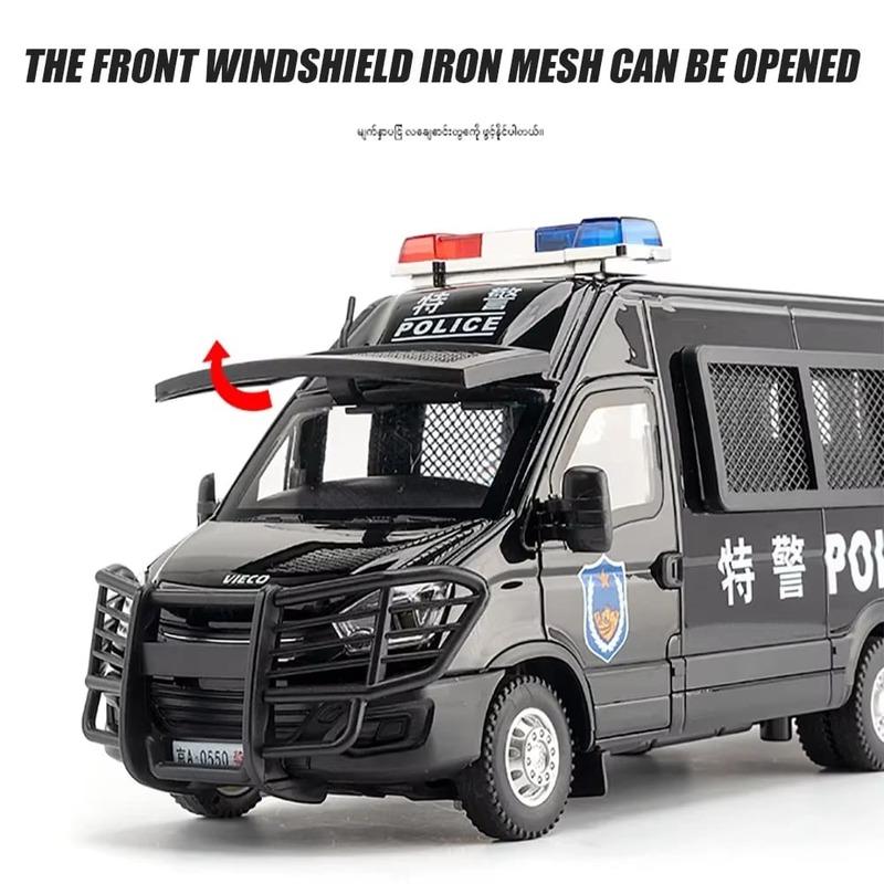 LYZRC Mașină de jucărie din metal la scară 1/24 Mașină de poliție Mașină rezistentă la explozie Mașină din aliaj turnată sub presiune Cadou băiat Cadou Mașină de jucărie pentru copii Ornamente de colecție cu patru uși