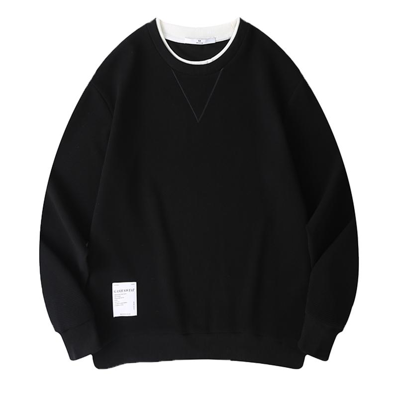 Jarní Americký Retro Pánský Svetr s Kulatým Výstřihem Volný Trend Raně Jarní Chuligánský Pohledný Dlouhý Rukáv Jednoduchá Jednobarevná Mikina