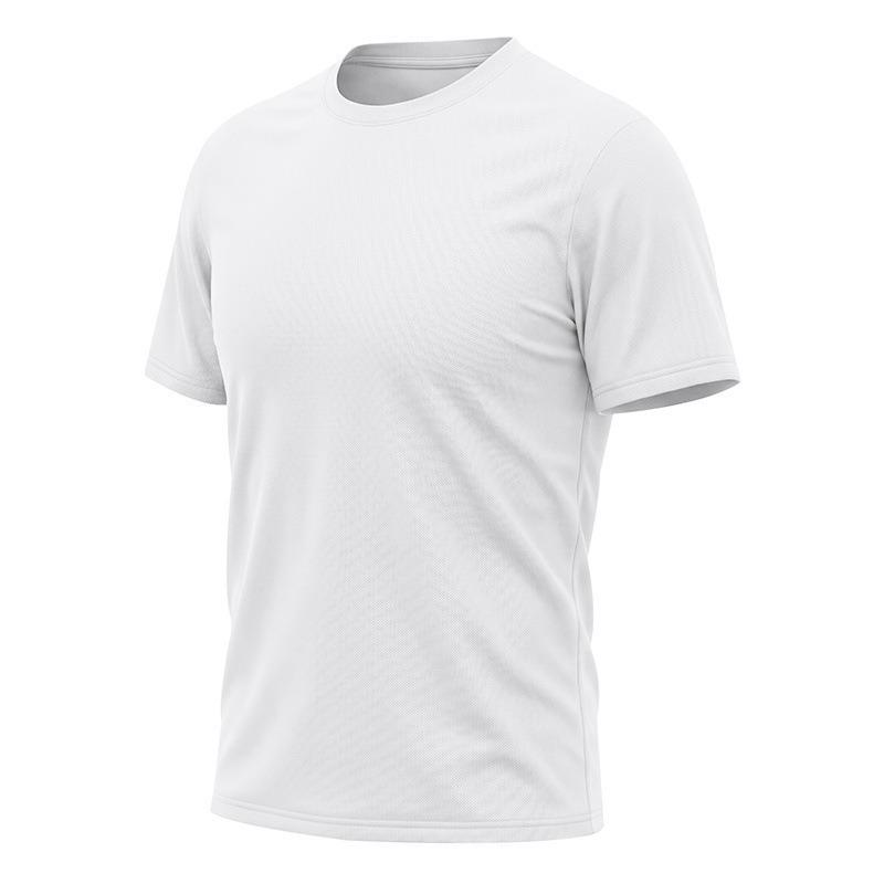 Men Breathable Quick Dry Elastic Solid Sports Fitness Casual Short Sleeve T Shirt