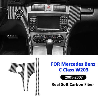Kohlefaser Auto Mittelkonsole Multifunktionspanel Rahmen Zierleiste Dekoration Aufkleber Für Mercedes Benz C-Klasse W203 2005-2007