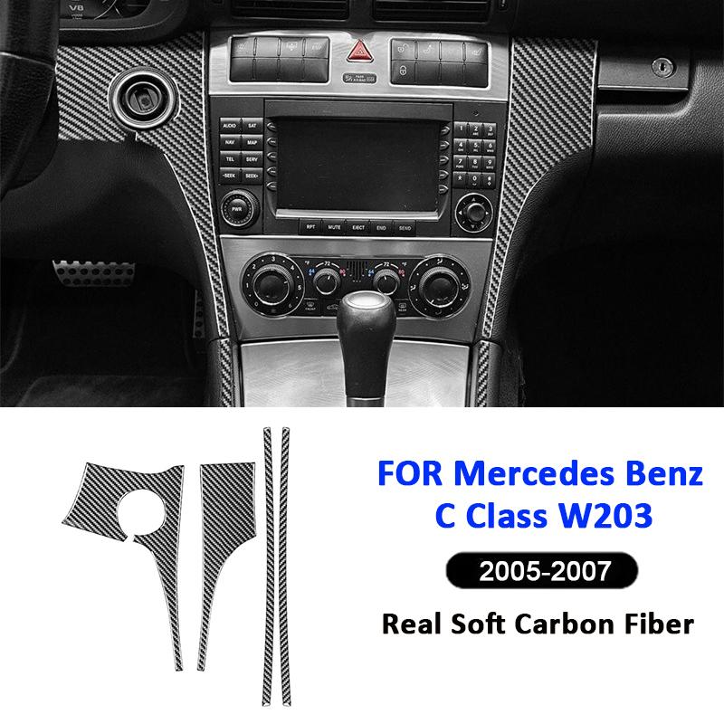 Carbon Fiber Car Center Console Multifunction Panel Frame Trim Strip Decoration Sticker For Mercedes Benz C Class W203 2005-2007