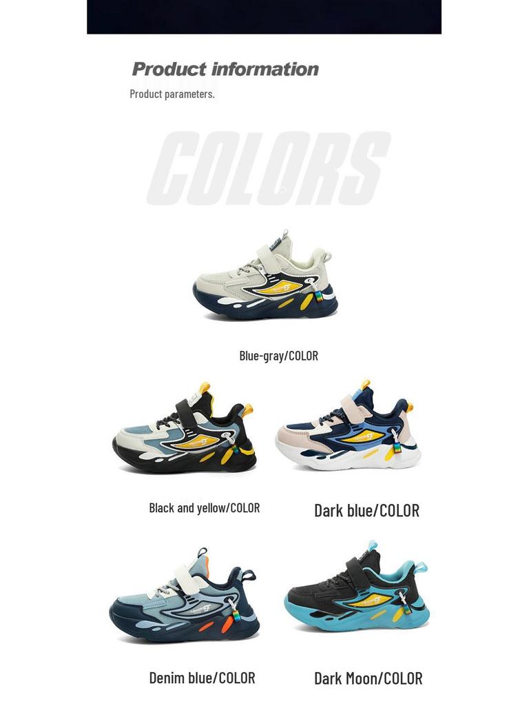 Athletische Schuhe für Jungen aus Mesh und Leder - Rutschfest, Abriebfest, Lässige Laufschuhe für Kinder, Frühjahrs- und Herbst-Schuljahreszeit.