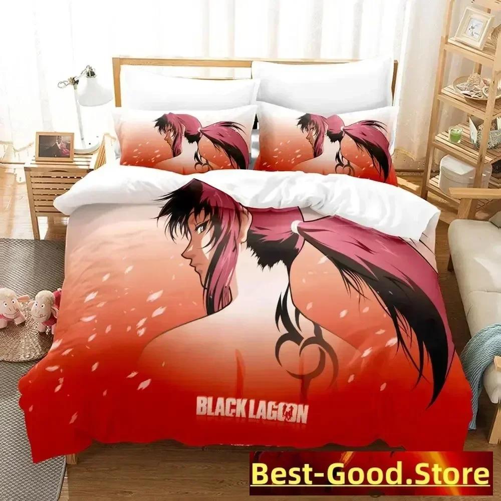 New Black Lagoon Bedding Set Duvet Cover Sheet Printed Bed Set Pillowcase Bed Full Queen King Size Comforter Bedroom