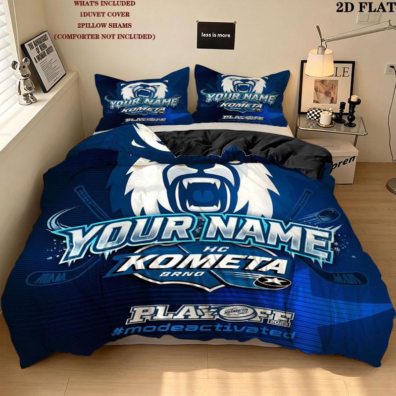 Hc Kometa Brno Jersey Custom Name Pattern Bedding Quilt Set Quilt Cover Pillowcase Home Gift(1 * duvet cover + 2 * pillowcase, without core)