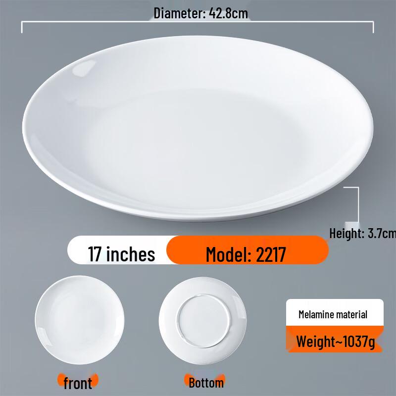 White Melamine Round Shallow Dinner Plates (5-Pack)