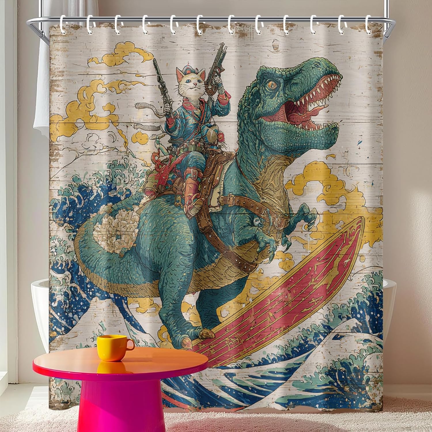 

Mandala Shower Curtain Boho Bathroom Decor Vintage Floral Tapestry Pattern Curtain Hippie Indian Aesthetic Blue Orange Beige 90x180cm