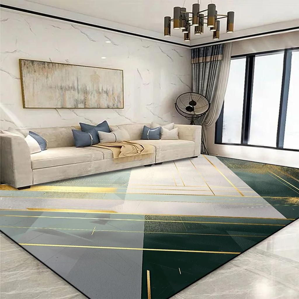 Tappeto Geometrico Dorato Chic Tappeto Moderno Elegante per Soggiorno Area Spaziosa Tappetino Morbido Antiscivolo Decorazione Divano per Camera da Letto