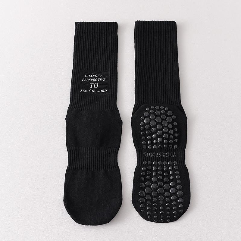 Womens Non Slip Professional Yoga Socks Dopamine Color Mid Calf Sock For Pilates Fitness Jumping Rope Running Dance Training Sports