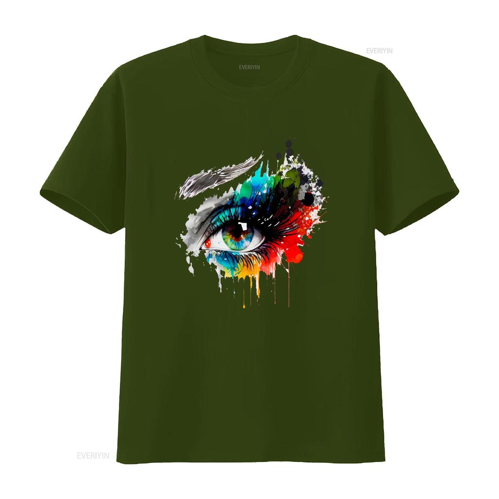 organic cotton t shirt colorseyess colorful eye elegant color vintage Washed homme Stylish Top For Everyday Wear Versatile