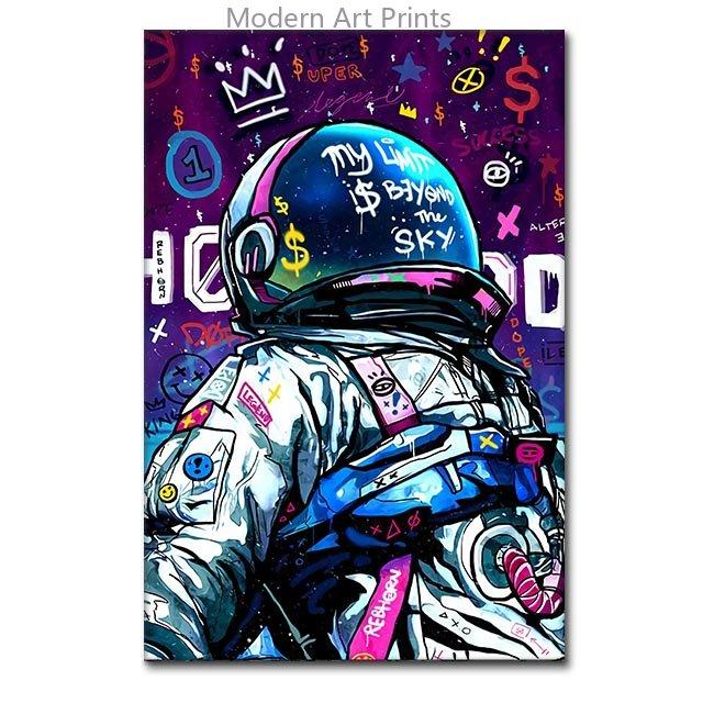 Cool Space Astronaut Canvas Painting Street Graffiti Posters and Prints Wall Art Pictures For Living Room Home Decor Unframed