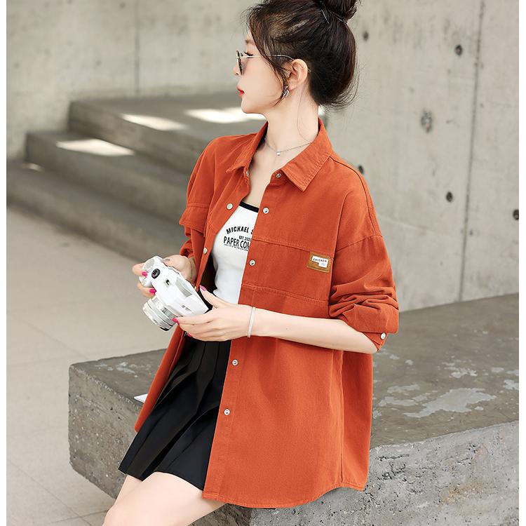 Cămașă coreeană largi de toamnă pentru damă, ocazională și versatilă, din bumbac lavabil, cămașă din blugi