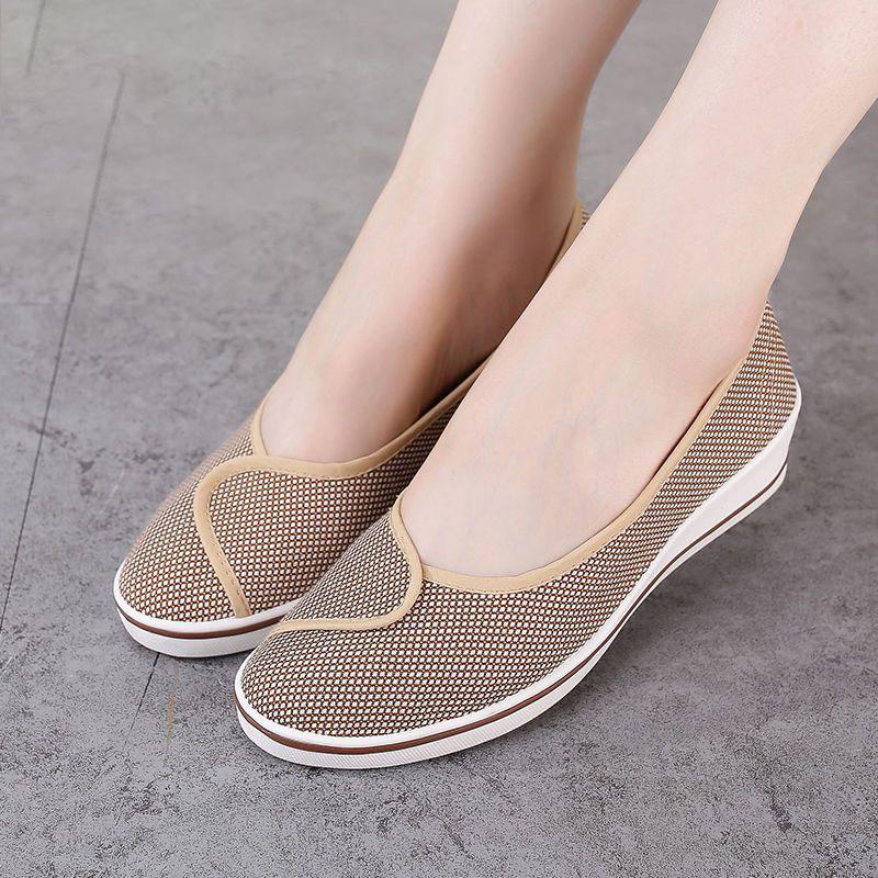 Nurse Shoes Female White Slope with Beauty Shoes Small White Shoes Old Beijing Cloth Shoes Flat Bottom Female Shoes