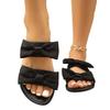 Women's Bow Flat Slide Sandals - Korean Style Summer Slippers for Outdoor, Wide Width Casual Beach Flip Flops with Non-Slip Sole