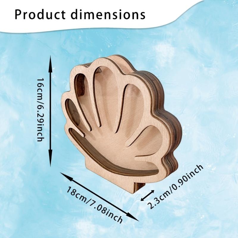 Starfishs Shape Seashells Display Box with Clear Acrylic Front Wood Seashells Holders for Shark Teeth Small Shadows Box