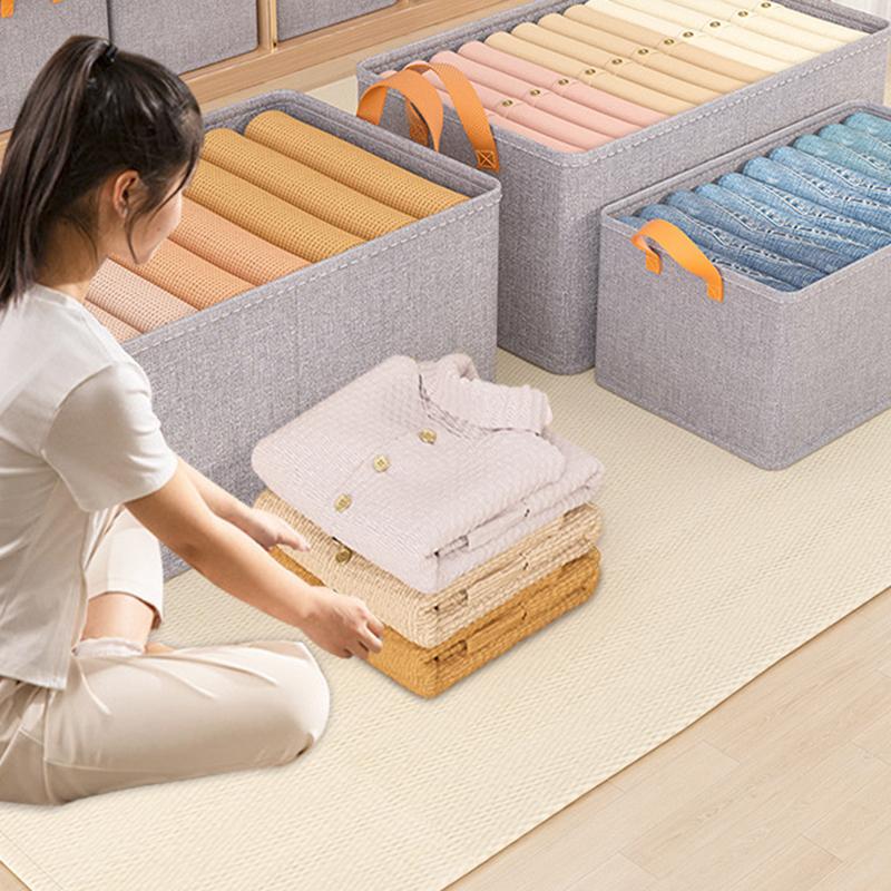 

JJTZ 50 x 30 x 26cm Cationic PP Board Cloth Organizer Closet Storage Box with Handles Grey