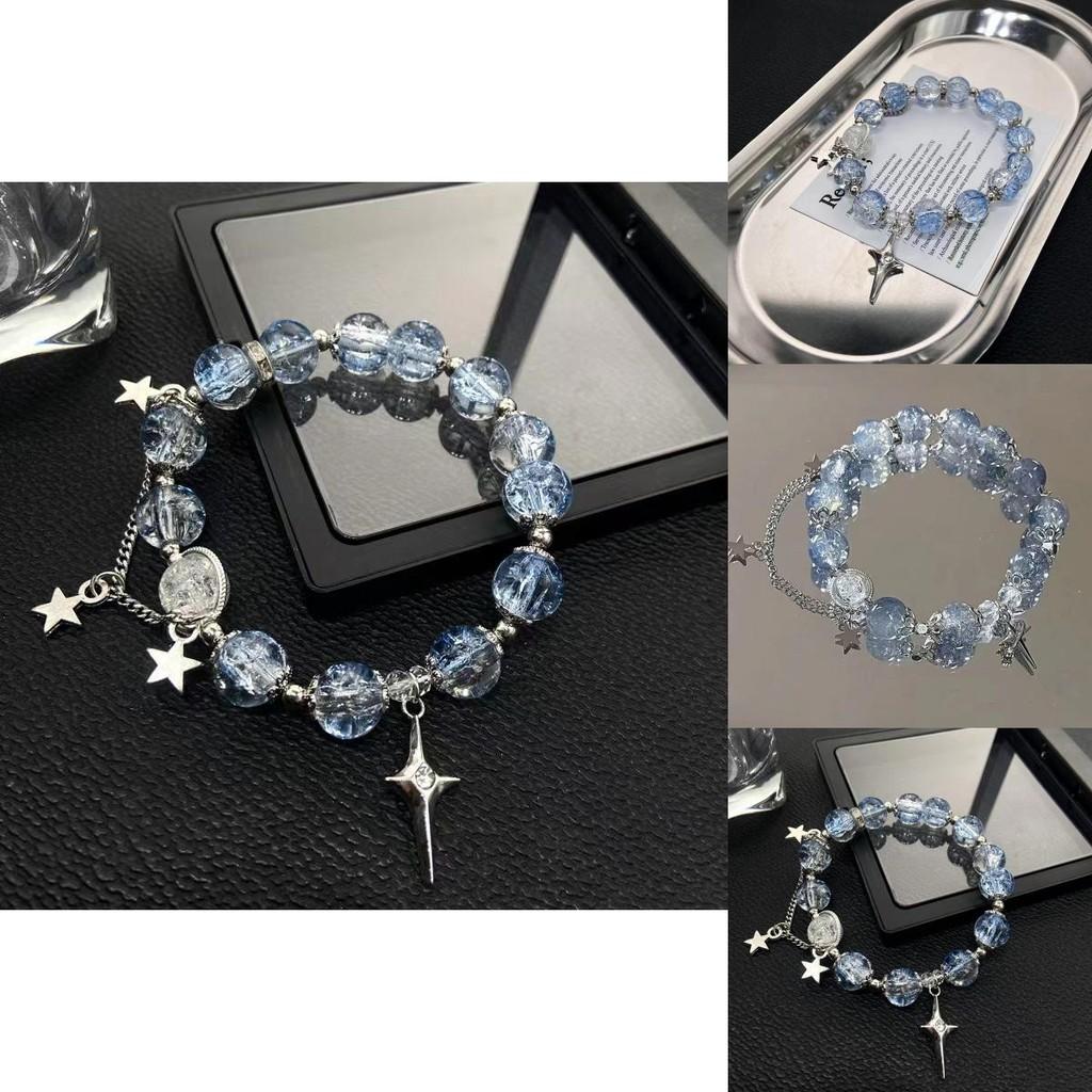 Glass Unique Beaded Bracelet With Geometric Designs And Butterfly Charm Trend 2024