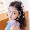 1 Pair Fashion Mermaid Princess Children Forehead Chain Pearl Fairy Hair Clip Sweet Bowknot Hair Accessories Kids