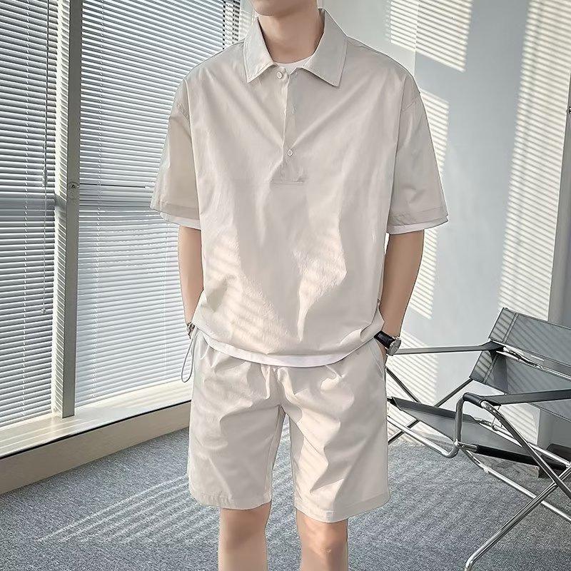 2023 Hong Kong Style Korean Boys' Sports Suit: Loose T-Shirt & Simple Five-Point Shorts
