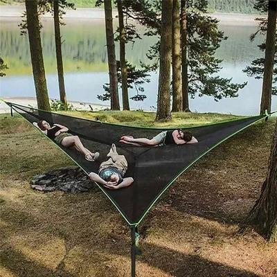 Heavy Duty Outdoor Multi-Person Triangle Hammock Foldable Mesh Net Bed for Camping Travel Backyard Relaxation