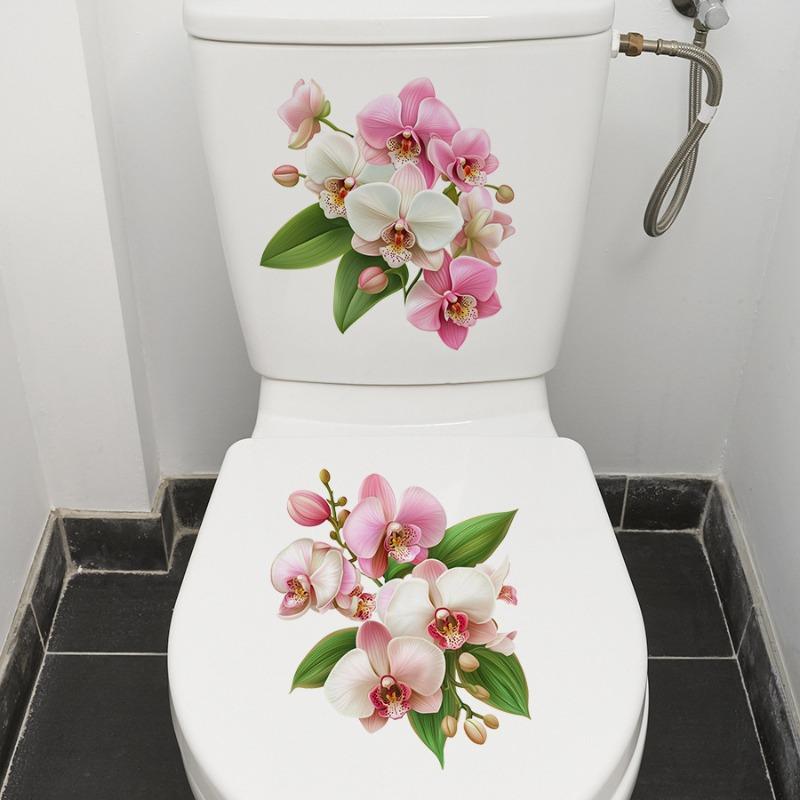 Freshly-bloomed Phalaenopsis Orchid Toilet Paper Sticker - Waterproof Self-adhesive Sheet