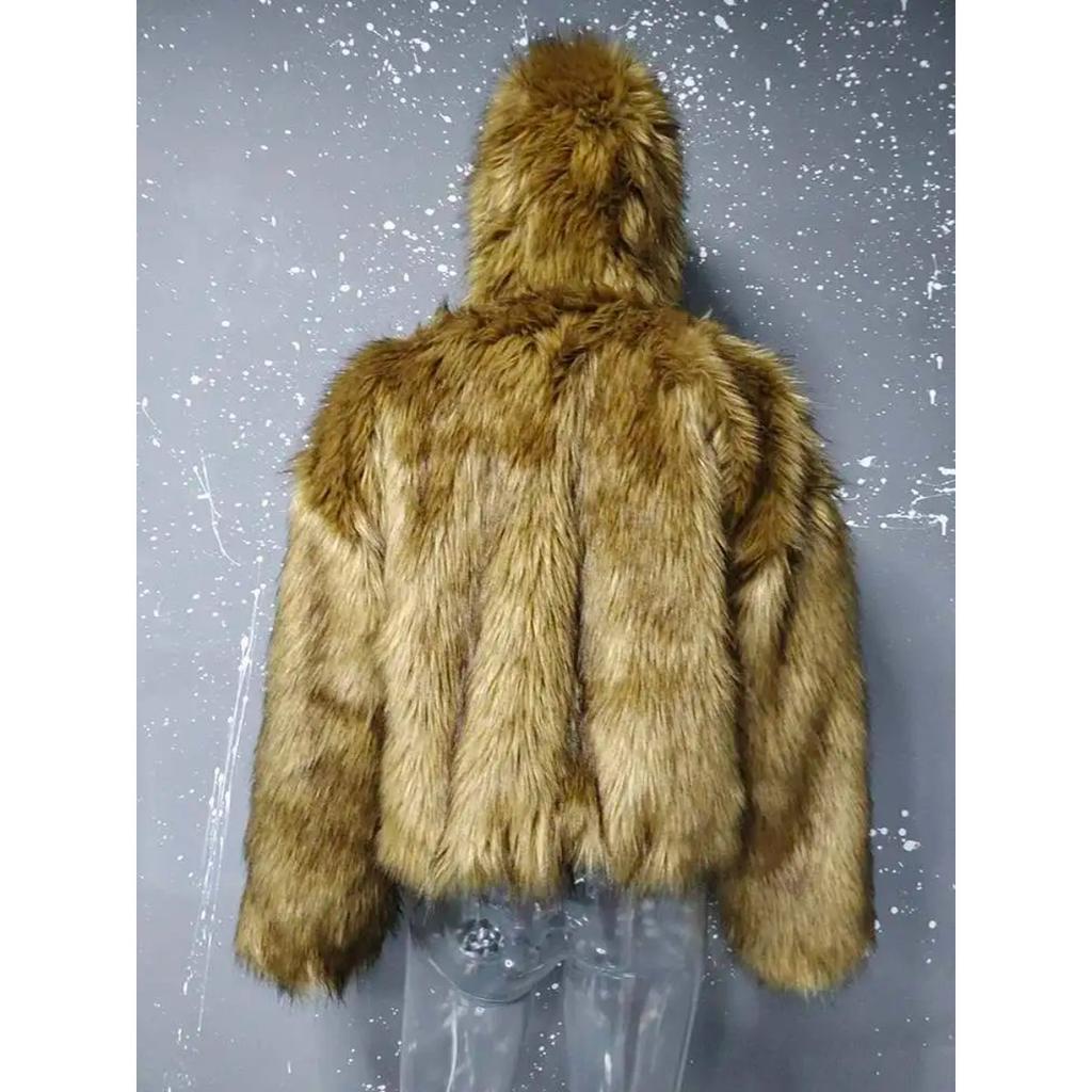 STREETRICH Pánské prošívané bundy Americký styl PU kůže Oboustranné Faux Fur Fleece Zesílené Jednobarevné Volné Pánské kabáty Trendy