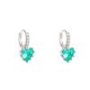 New blue emerald love ear buckle women's niche design high-end micro-zircon earrings ear jewelry